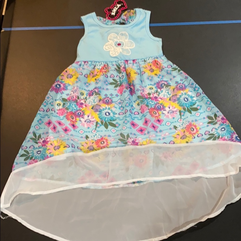 RMLA blue floral high low dress 6x